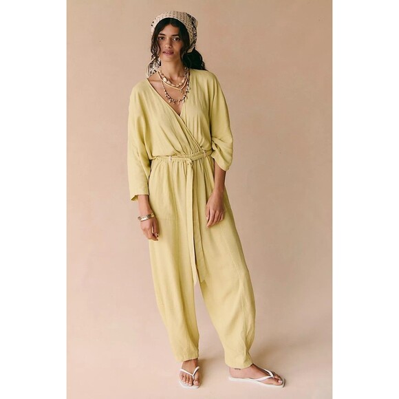 Free People Free-est Khai One-Piece Overalls Jumpsuit Wide-Leg Wrap XS 283295 - Picture 1 of 9